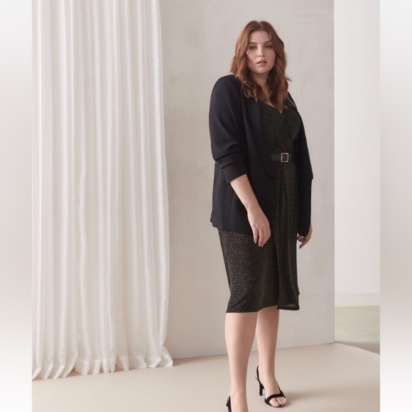 Addition Elle Black Shawl Collar Blazer Linen blend Sz US 22 - Picture 6 of 14